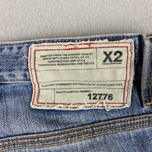 X2 Jeans M22 Bootcut Jeans Men's 31Wx30L Light Wash Denim Distressed - Picture 9 of 10